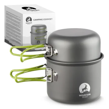 Mountain Goat Camping Cookware Set 2 Pieces, Grey and Green