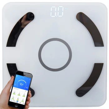 Analytical Bathroom Scales with Bluetooth, Glass, 180kg, White