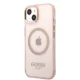 Apple iPhone 13 6.1\'\' Guess Gold Outline Translucent MagSafe Case Cover, Pink