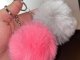 Fluffy Pom Pom Keychain, Faux Fur Bag Charm Key Ring, Pink