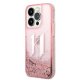 Apple iPhone 14 Pro 6.1\" Karl Lagerfeld Liquid Glitter Big KL Case Cover (KLHCP14LLBKLCP), Pink