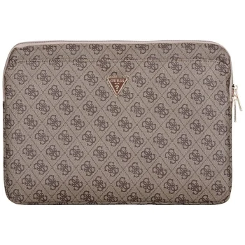 Guess Sleeve 4G Zipper Pocket Triangle Logo 14" Laptop Bag - Brown