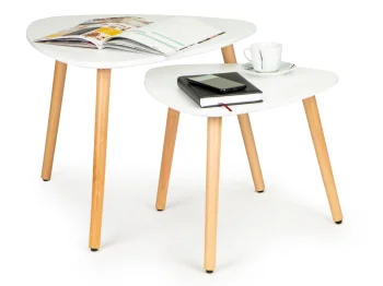 Nesting Coffee Tables Set of 2 ModernHome Scandinavian Design for Living Room, White