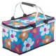 Collapsible Thermal Picnic Basket, Blue with Floral Pattern, 48x28x22 cm