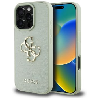 Guess Grained Big 4G Logo Small Classic Logo Phone Case Cover iPhone 16 Pro Max - green