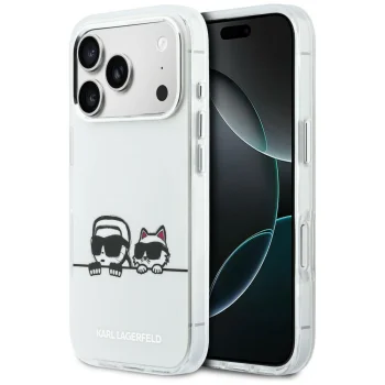 Karl Lagerfeld IML Karl & Choupette MagSafe Case for iPhone 17 Pro, White