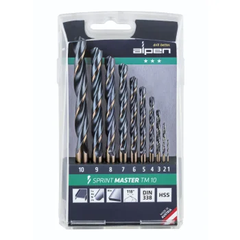 Alpen Sprint Master TM 10 HSS Twist Drill Bit Set 1–10 mm, 10 pcs