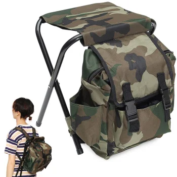 Folding Fishing Chair with Backpack 3in1, Camouflage