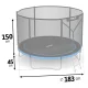 Neo-Sport NS-06Z221 Garden Trampoline with Outer Net and Ladder, 183 cm