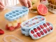 Silicone Ice Cube Tray with Container and Lid, Blue
