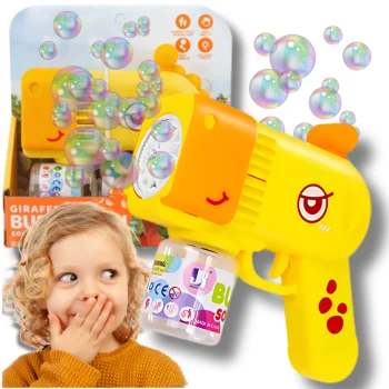 Bakalu Giraffe Soap Bubble Gun with Solution, Yellow