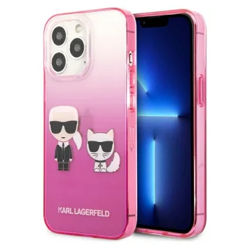 Karl Lagerfeld Gradient Ikonik Karl&Choupette Case for iPhone 13 Pro / 13 Pink