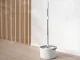 Spin Mop and Bucket Set with Dual Chamber and 2 Microfiber Pads, White