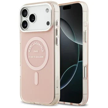 Karl Lagerfeld iPhone 17 Pro Max Case IML Karl RSG Logo MagSafe, Pink