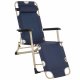 Garden Beach Deck Chair Folding Chair Sunbed with Headrest, Dark Blue