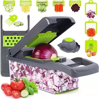 Manual Vegetable, Fruit and Egg Chopper with Accessories (13-in-1)