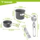 Lightweight Camping Cookware Set Trizand 1.2L, grey silver green