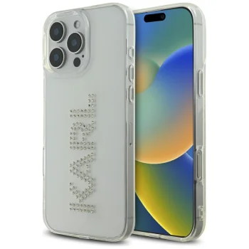 Karl Lagerfeld IML Rhinestones Logo dėklas iPhone 16 Pro 6.3", skaidrus