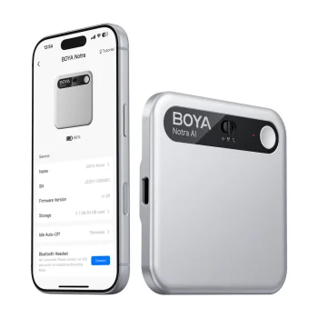 BOYA Notra Voice Recorder with AI Transcription, 64GB, Silver