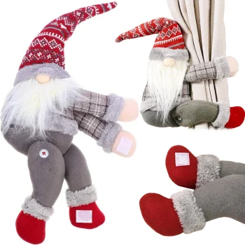 Christmas Gnome Curtain Tieback with Velcro, 40cm, Grey