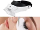 Headband Magnifier with 3 LED Lights and Interchangeable Lenses, 1.5x - 11.5x, Black/White