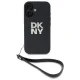 DKNY iPhone 16 Case Wrist Strap Stock Logo, Black