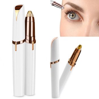 Painless Eyebrow Trimmer and Facial Hair Remover with LED Light, white