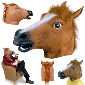 Latex Horse Head Mask for Costume Parties and Halloween, brown