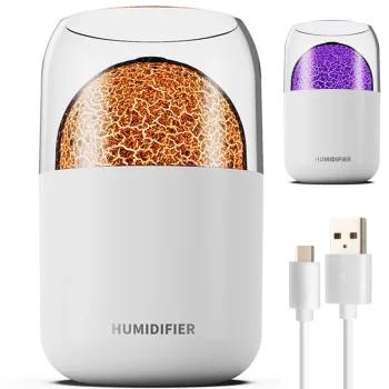 Ultrasonic Air Humidifier and Aroma Diffuser with LED Light, 300 ml