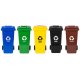 Set of 5 Waste Sorting Bins with Wheels 120L, Blue, Green, Yellow, Black, Brown