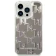 Karl Lagerfeld Liquid Glitter Monogram Case for iPhone 14 Pro, Silver