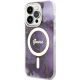 Guess iPhone 14 Pro Case Golden Marble MagSafe, Purple