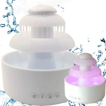 Fountain Air Humidifier and Aroma Diffuser with 7-Colour LED Night Light, 600ml