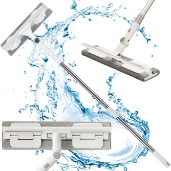 Telescopic 2-in-1 Window Cleaner with Rotating Microfiber Head and Squeegee
