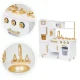 Large wooden play kitchen for children with fridge and phone, ECOTOYS, white-gold