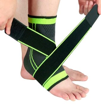 Ankle stabilizer brace with Velcro strap, black-green
