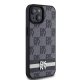 DKNY iPhone 15 / 14 / 13 Case Leather Checkered Mono Pattern, Black