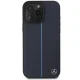Mercedes iPhone 16 Pro Max Case Blue Line Leather MagSafe, Navy Blue