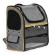 Large durable expandable pet backpack carrier for cat or dog, grey