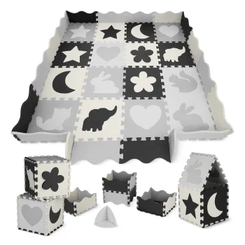 4Fizjo 721 Foldable Educational Puzzle Play Mat for Kids 150 x 150 cm, Grey