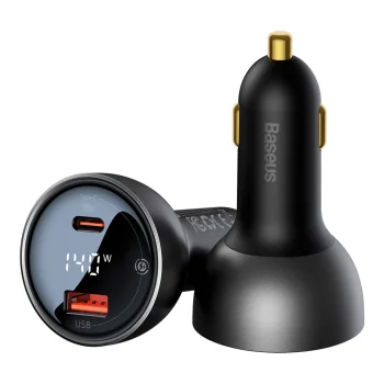 Baseus Digital Display Fast Car Charger USB-A / USB-C PD3.1 140W black + USB-C cable Baseus Superior Series 5A 240W 1m...