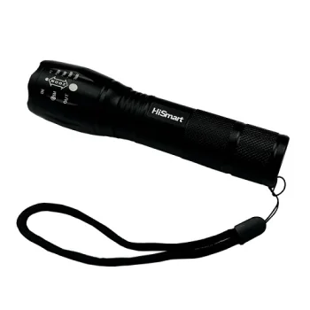 Zoomable LED Flashlight 10W 1000lm with 18650 Battery, Black