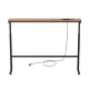 Maclean MC-140 B Console Table with Power Strip, Height Adjustable 62-83 cm, Black / Rustic Top