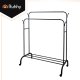 Ruhhy 27084 Double Garment Rack on Wheels with Shelf and Hooks, Black