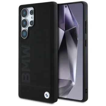 BMW Leather Big Wordmark Case for Samsung Galaxy S25 Ultra, Black