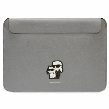 Karl Lagerfeld Saffiano Karl&Choupette Laptop Sleeve up to 14", Silver