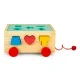 ECOTOYS Wooden Shape Sorter & Pull Along Cart with Blocks for Toddlers