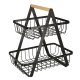 Two-Tier Fruit Basket, Metal and Wood, Black