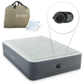 Intex 64906ND Double Air Mattress with Built-in Pump, 203x152x46 cm