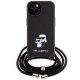 Karl Lagerfeld iPhone 15 Plus Case Crossbody Saffiano Metal Pin, Black